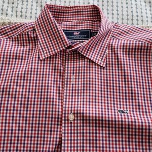 Vineyard Vines Red & Purple Gingham Shirt